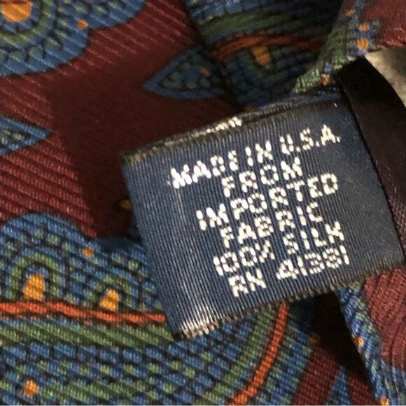 Polo Ralph Lauren Necktie Burgundy/Blue Paisley Silk Neck Tie - Picture 4 of 5